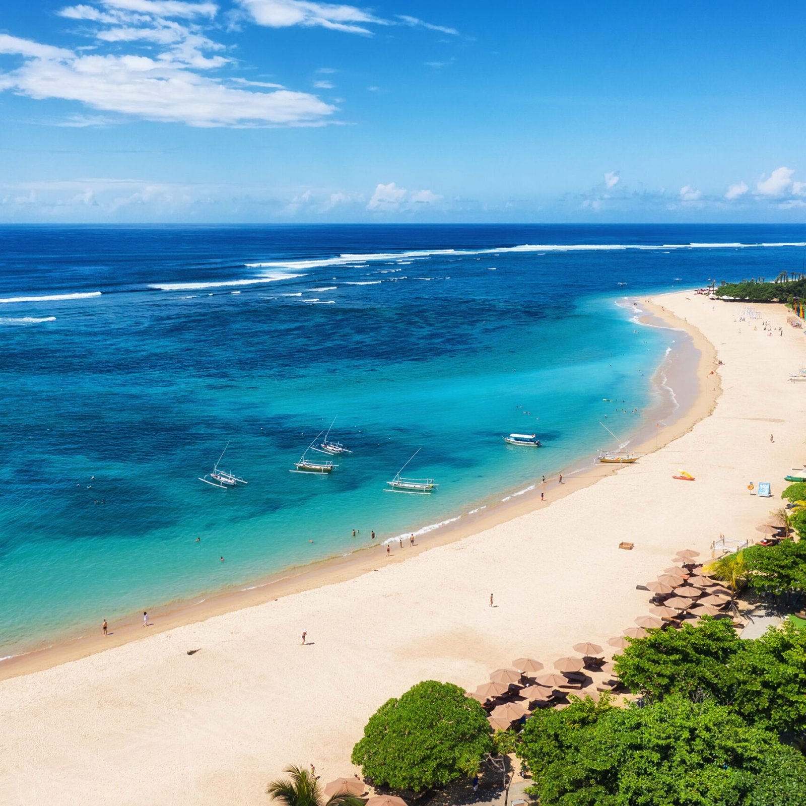 Aerial view at beach and ocean. Turquoise water background from top view. Summer seascape from air. Bali island, Indonesia. Travel - image